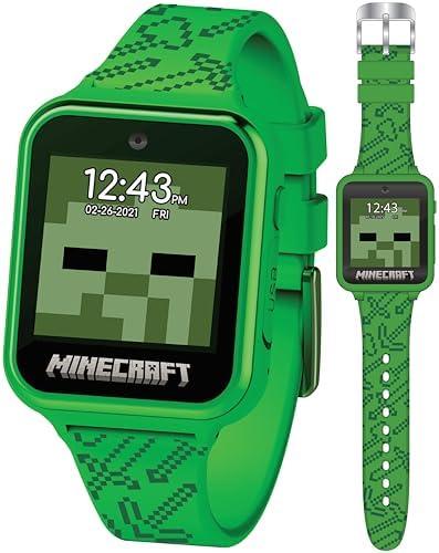         Minecraft Kids Smart Watch – Touchscreen Interactive Watch with 10 Customizable Clock Faces, Built-in Camera, Video Recorder, Alarm, Calculator, Games & Pedometer – Fits Wrists 5.5